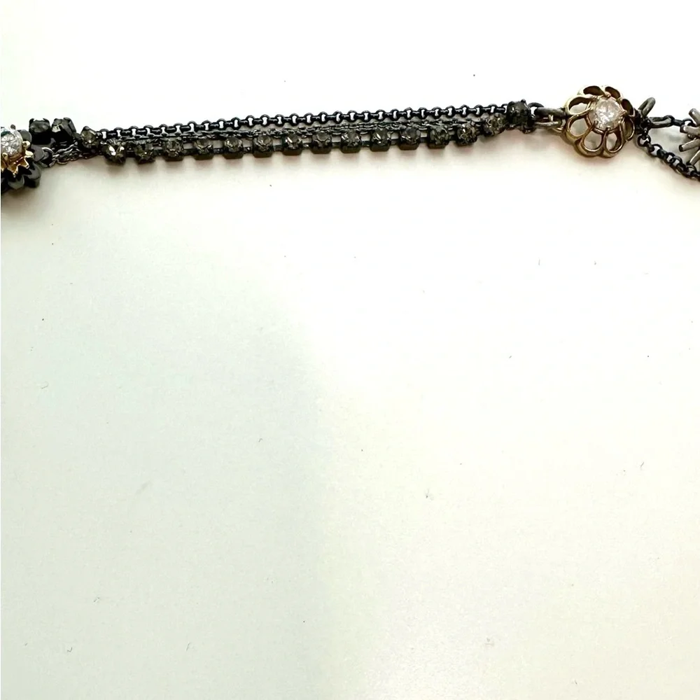 Juicy Couture Chunky Charm Silver Gold Black Tone Crystal Statement Necklace - Picture 13 of 16